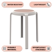 LeisureMod Tresse Stackable Round Plastic Dining Stool with Wicker Top Red