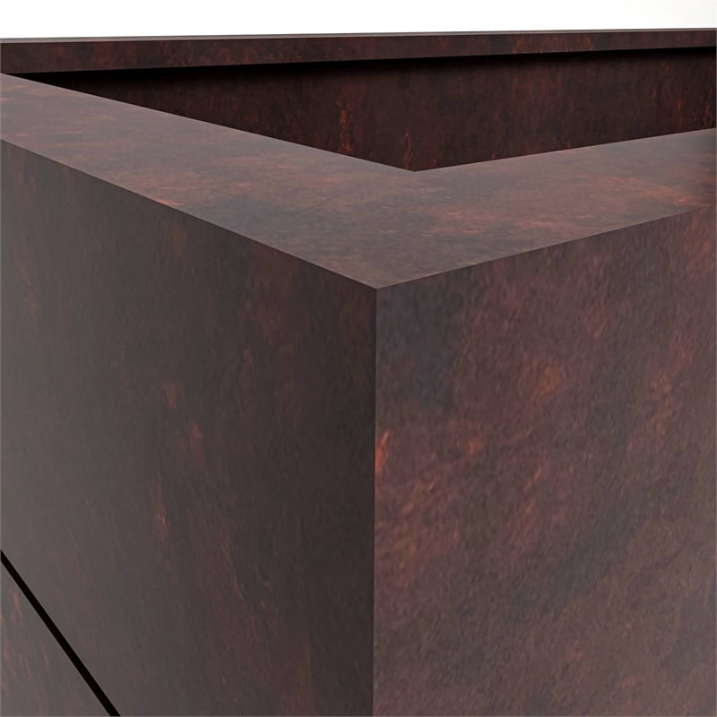 LeisureMod Oasis Indoor and Outdoor Rectangular Fiberglass Planter Box Brown