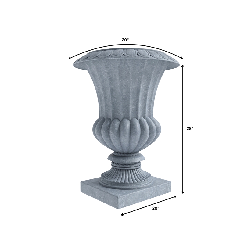 LeisureMod Lotus Modern Urn Planter in Fiberglass and Clay Aged Concrete