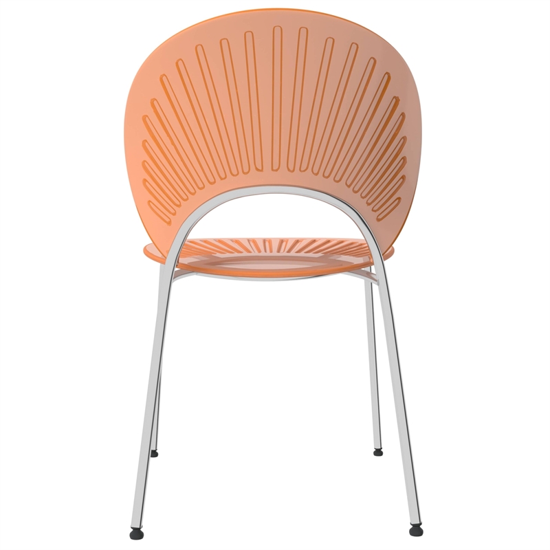 LeisureMod Opulent Plastic Dining Chair in Metal Base Set of 2 Amber