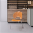 LeisureMod Opulent Plastic Dining Chair in Metal Base Set of 2 Amber
