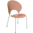 LeisureMod Opulent Plastic Dining Chair in Metal Base Set of 2 Amber