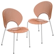 LeisureMod Opulent Plastic Dining Chair in Metal Base Set of 2 Amber