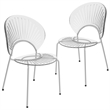 LeisureMod Opulent Plastic Dining Chair in Metal Base Set of 2 Clear