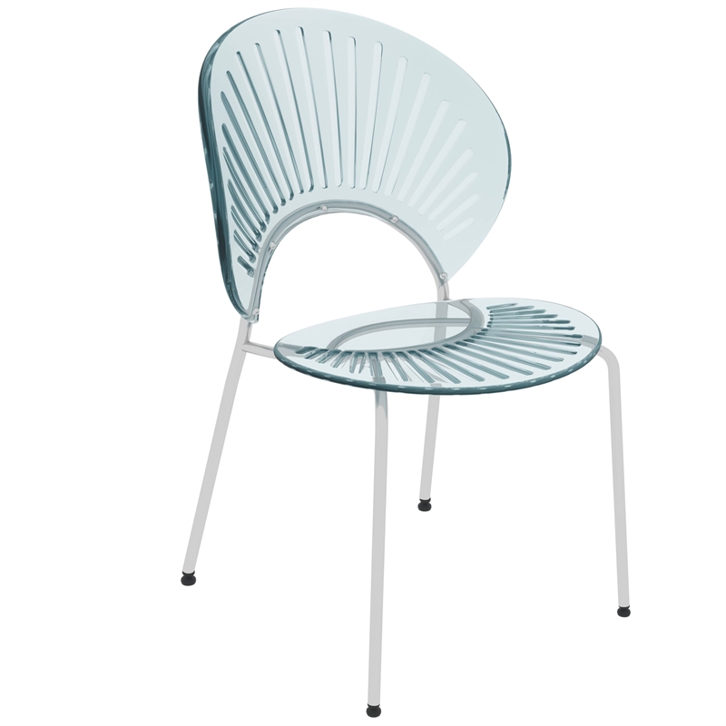 LeisureMod Opulent Plastic Dining Chair in Metal Base Set of 2 Smoke