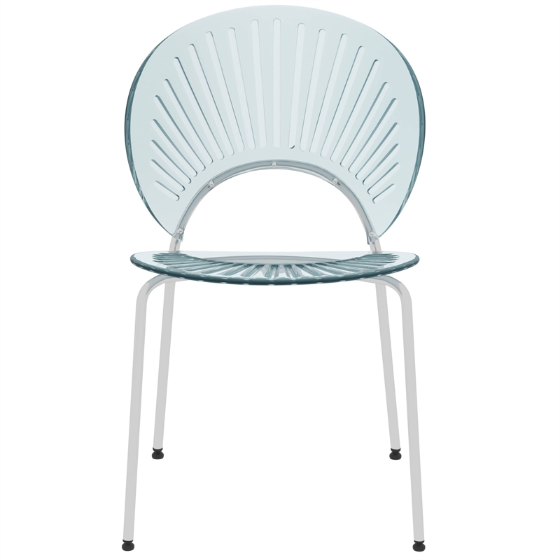 LeisureMod Opulent Plastic Dining Chair in Metal Base Set of 2 Smoke
