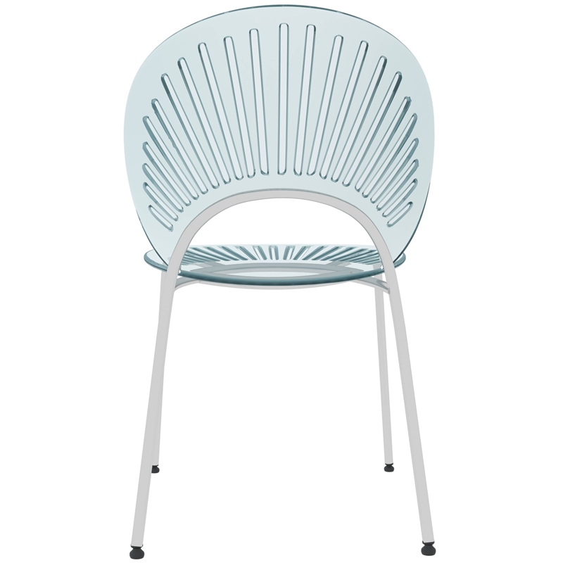 LeisureMod Opulent Plastic Dining Chair in Metal Base Set of 2 Smoke