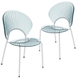 LeisureMod Opulent Plastic Dining Chair in Metal Base Set of 2 Smoke