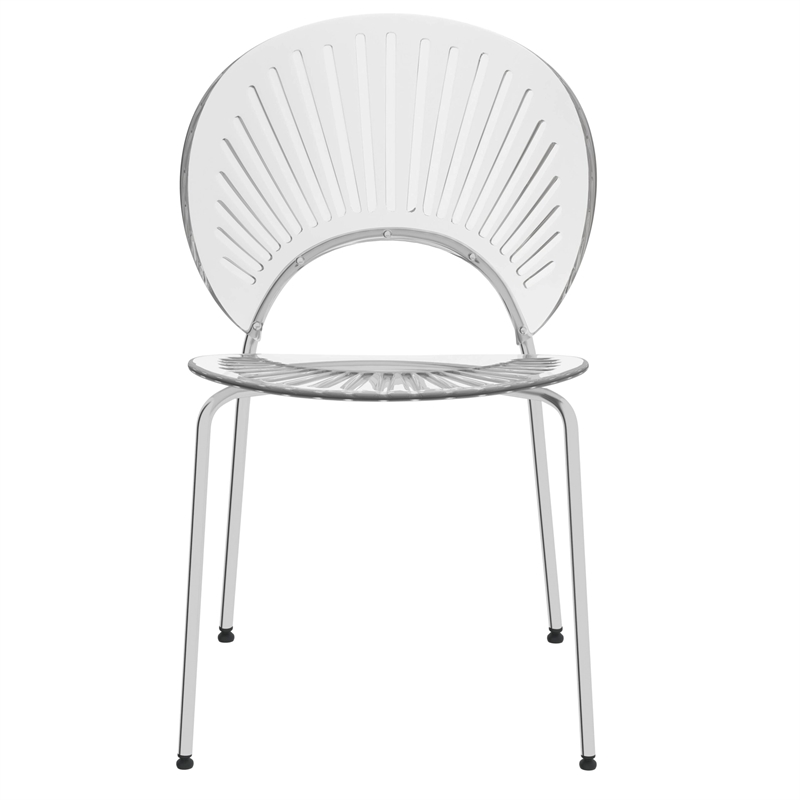 LeisureMod Opulent Plastic Dining Chair in Metal Base Set of 4 Clear