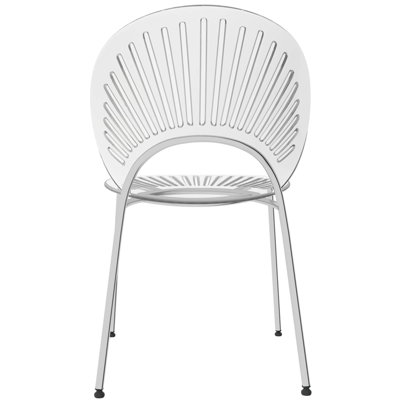 LeisureMod Opulent Plastic Dining Chair in Metal Base Set of 4 Clear