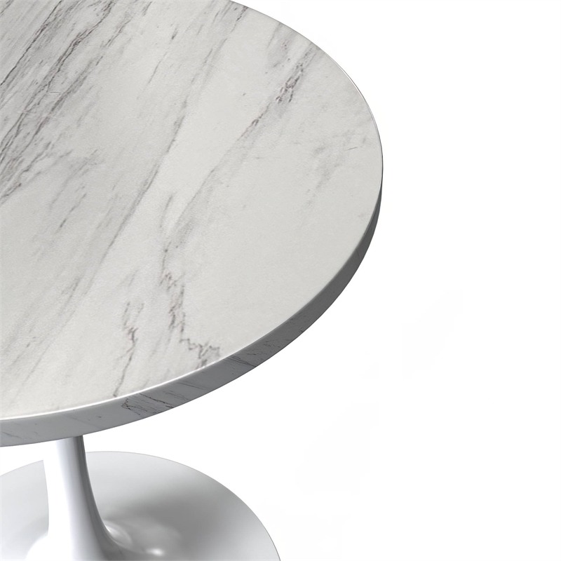 leisuremod verve dining table with a 27&quot round resin tabletop in white