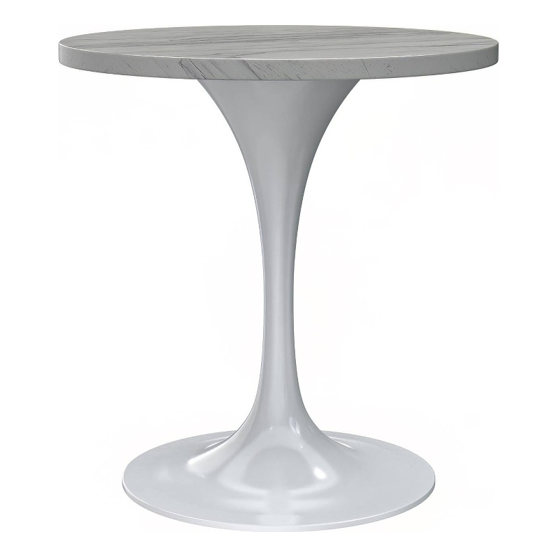 LeisureMod Verve Dining Table with a 27&quot Round Resin Tabletop in White
