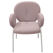 LeisureMod Celestial Fabric Dining Chairs in White Iron Legs Gray