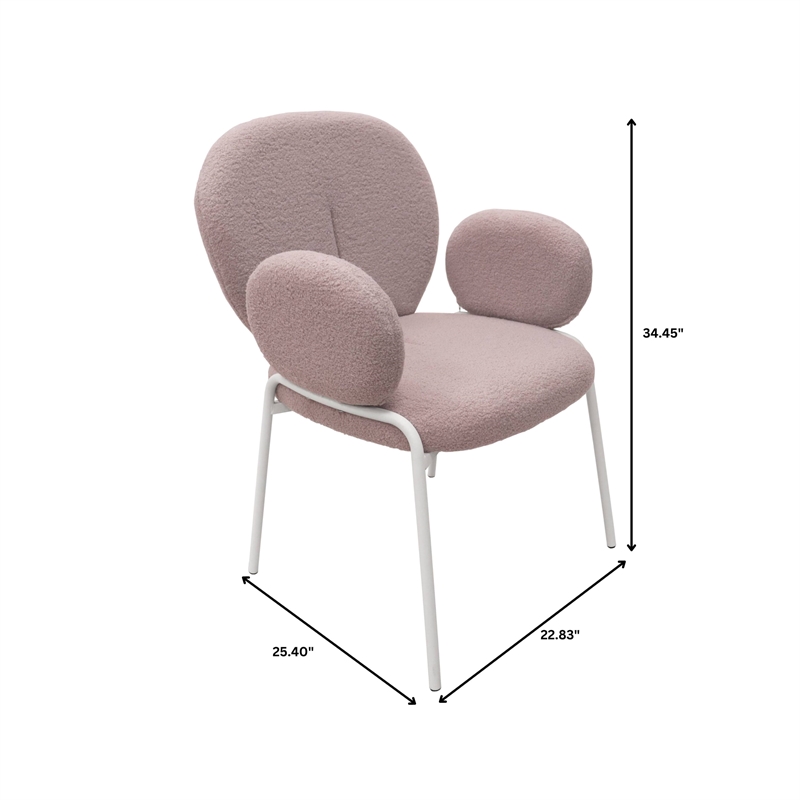 LeisureMod Celestial Fabric Dining Chairs in White Iron Legs Gray