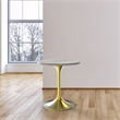 LeisureMod Verve Round Dining Table with Resin Top and Brushed Gold Base 27