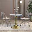 LeisureMod Verve Round Dining Table with Resin Top and Brushed Gold Base 27