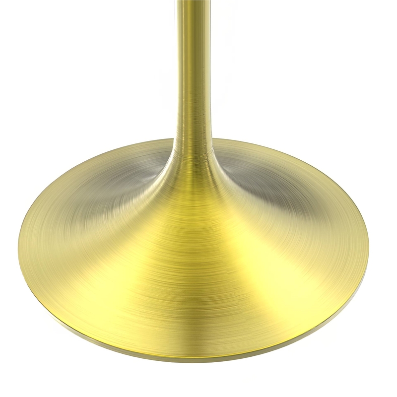 LeisureMod Verve Round Dining Table with Resin Top and Brushed Gold Base 27