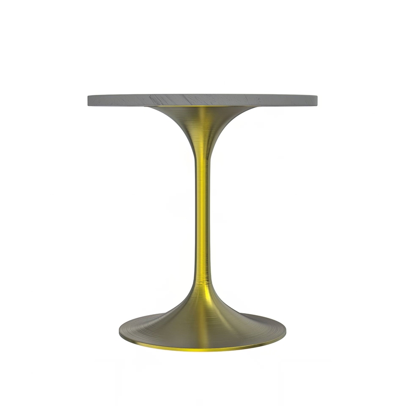 LeisureMod Verve Round Dining Table with Resin Top and Brushed Gold Base 27