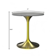 LeisureMod Verve Round Dining Table with Resin Top and Brushed Gold Base 27