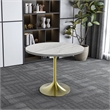 LeisureMod Verve Round Dining Table with Resin Top and Brushed Gold Base 36