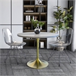 LeisureMod Verve Round Dining Table with Resin Top and Brushed Gold Base 36