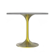 LeisureMod Verve Round Dining Table with Resin Top and Brushed Gold Base 36