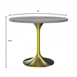 LeisureMod Verve Round Dining Table with Resin Top and Brushed Gold Base 36
