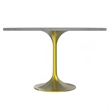 LeisureMod Verve Round Dining Table with Resin Top and Brushed Gold Base 48