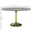 LeisureMod Verve Round Dining Table with Resin Top and Brushed Gold Base 48