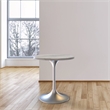 LeisureMod Verve Round Dining Table with Resin Top and Brushed Chrome Base 27