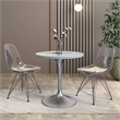 LeisureMod Verve Round Dining Table with Resin Top and Brushed Chrome Base 27