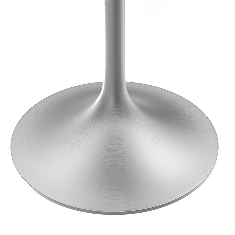 LeisureMod Verve Round Dining Table with Resin Top and Brushed Chrome Base 27