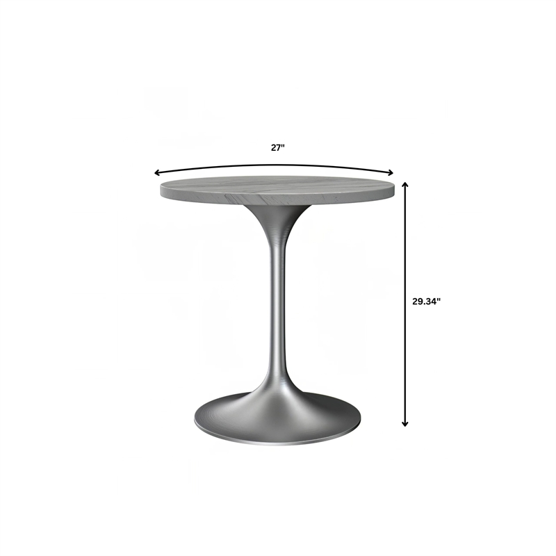 LeisureMod Verve Round Dining Table with Resin Top and Brushed Chrome Base 27