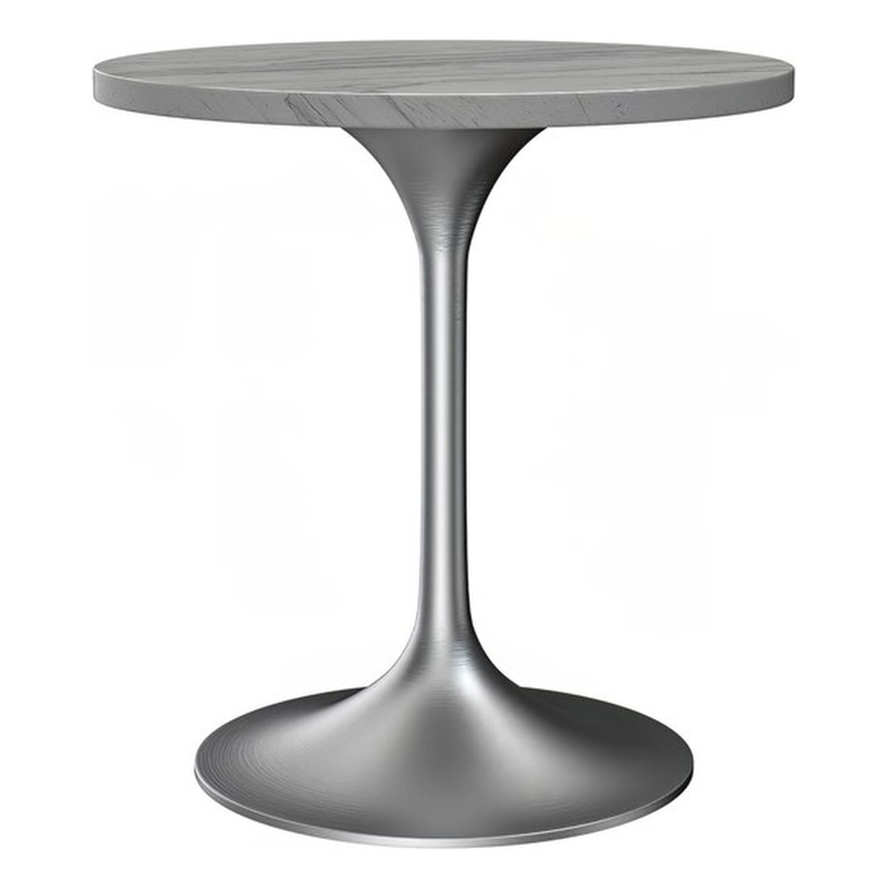 LeisureMod Verve Round Dining Table with Resin Top and Brushed Chrome Base 27