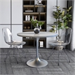 LeisureMod Verve Round Dining Table with Resin Top and Brushed Chrome Base 36