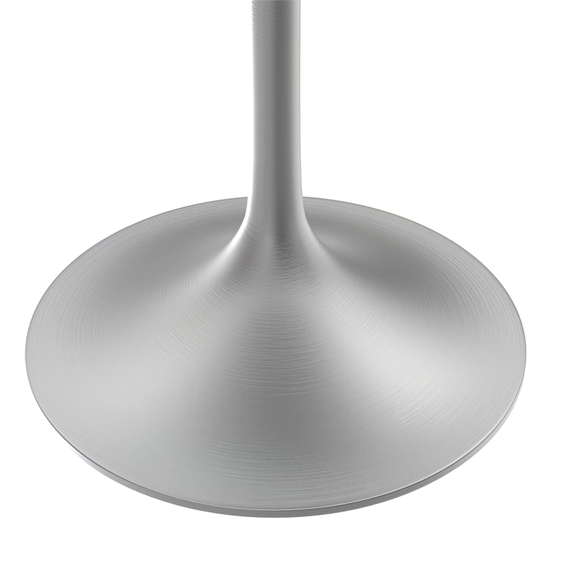 LeisureMod Verve Round Dining Table with Resin Top and Brushed Chrome Base 36