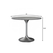 LeisureMod Verve Round Dining Table with Resin Top and Brushed Chrome Base 36