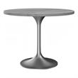 LeisureMod Verve Round Dining Table with Resin Top and Brushed Chrome Base 36