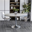 LeisureMod Verve Round Dining Table with Resin Top and Brushed Chrome Base 48