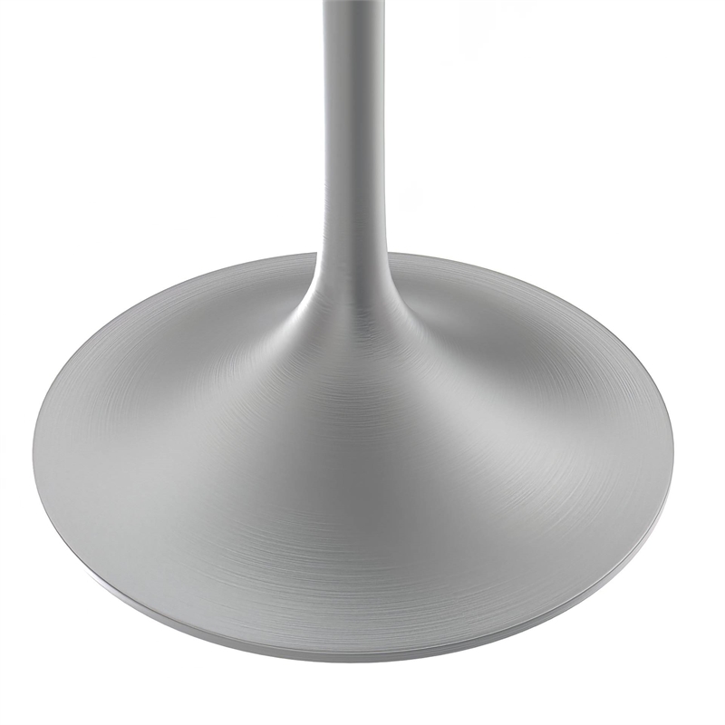 LeisureMod Verve Round Dining Table with Resin Top and Brushed Chrome Base 48