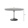 LeisureMod Verve Round Dining Table with Resin Top and Brushed Chrome Base 48
