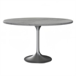 LeisureMod Verve Round Dining Table with Resin Top and Brushed Chrome Base 48