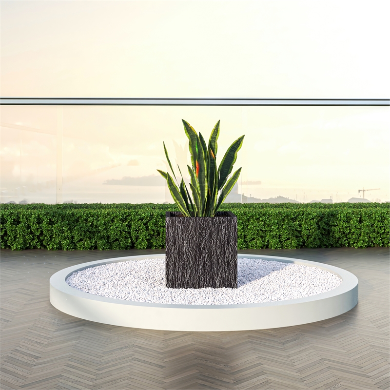 LeisureMod Verdura Indoor Outdoor Square Planter 22 Inch in Black