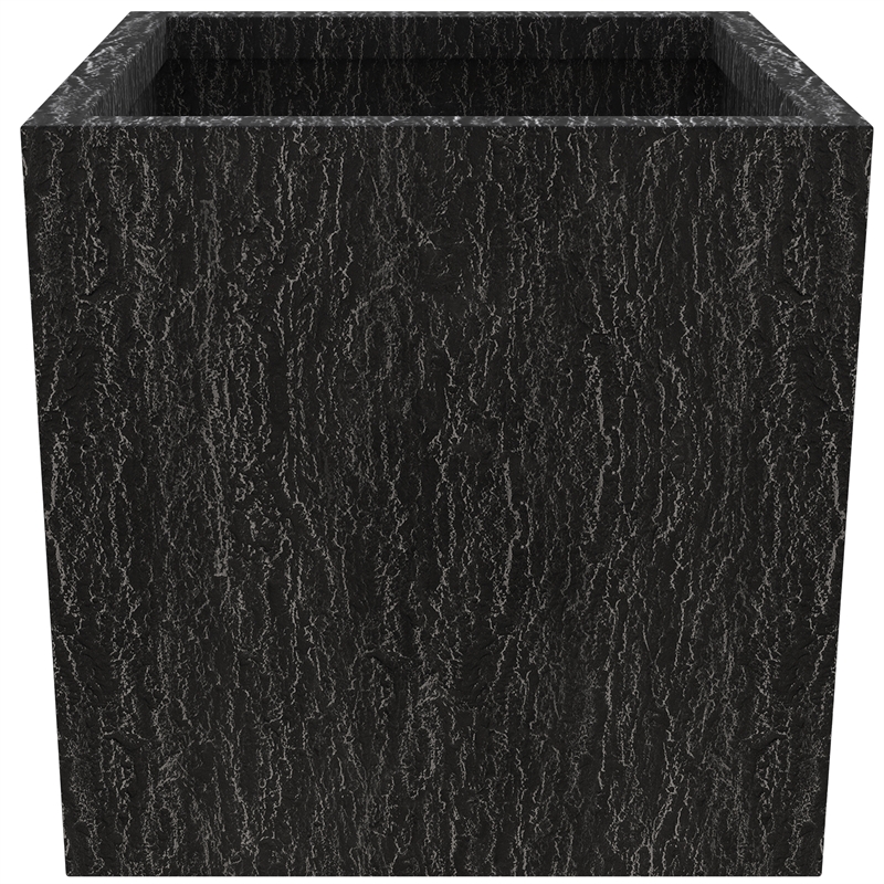 LeisureMod Verdura Indoor Outdoor Square Planter 22 Inch in Black