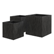 LeisureMod Verdura 3-Piece Indoor Outdoor Square Planter in Black