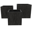 LeisureMod Verdura 3-Piece Indoor Outdoor Square Planter in Black