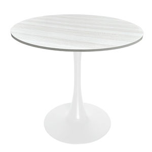 LeisureMod Bristol 36&quot Dining Table MDF Top & White Iron Base Light Natural