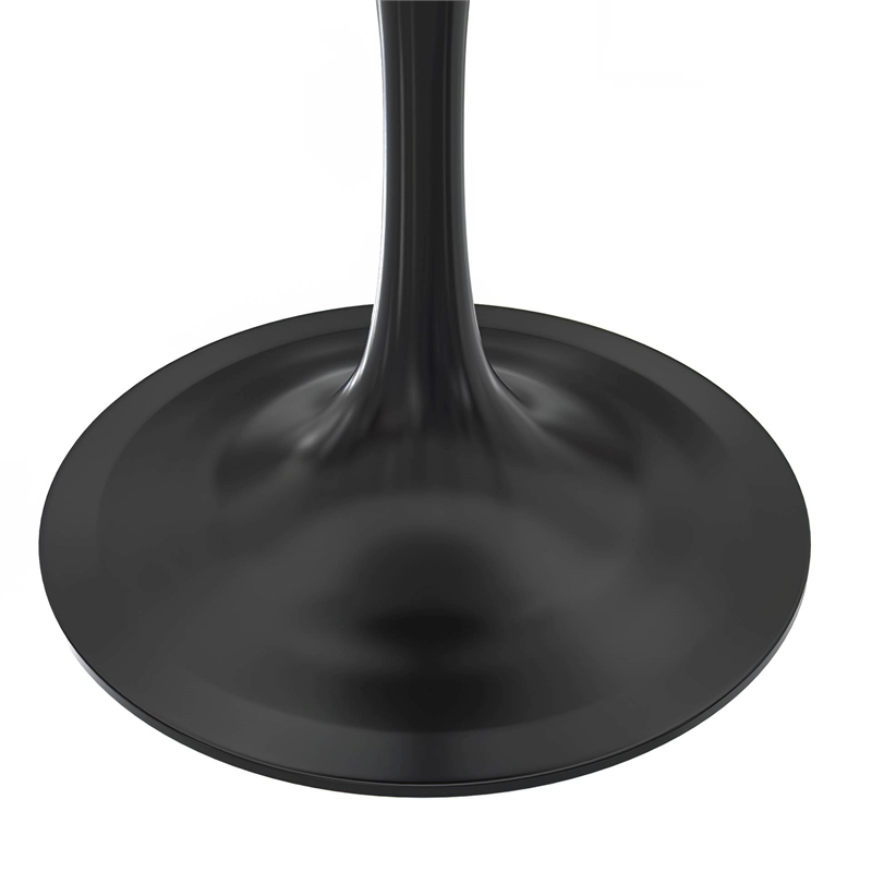 LeisureMod Verve Round Dining Table with White Resin Top and Black Base 27 Inch