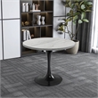 LeisureMod Verve Round Dining Table with White Resin Top and Black Base 36 Inch