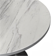 LeisureMod Verve Round Dining Table with White Resin Top and Black Base 36 Inch